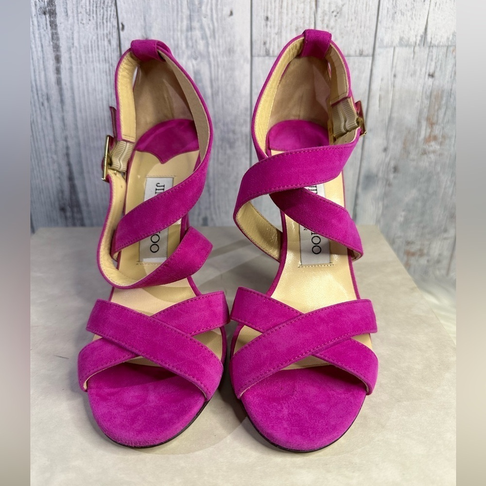 JIMMY CHOO lottie suede strap heels - Picture 3 of 16